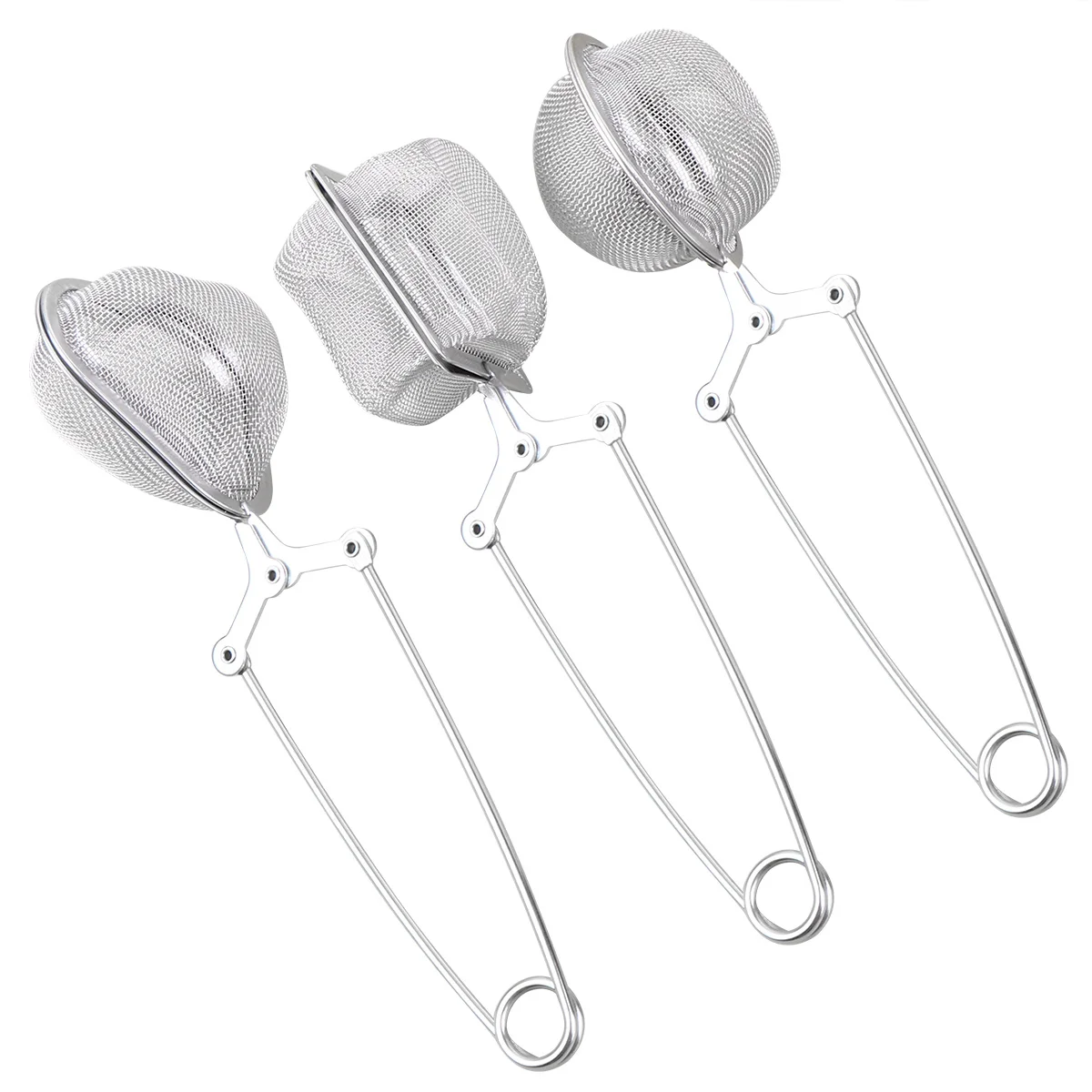 

3Pcs Stainless Steel Tea Filter Square Heart Shape Long Handle Mesh Strainer Kitchen Tool for Loose Leaf Tea Silver