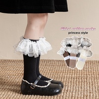 Princess Style Girls Mid Calf Socks Ruffled Lace Cute Cotton Socks Spring New Arrival for Kids 3-8Y Soft Breathable Socks