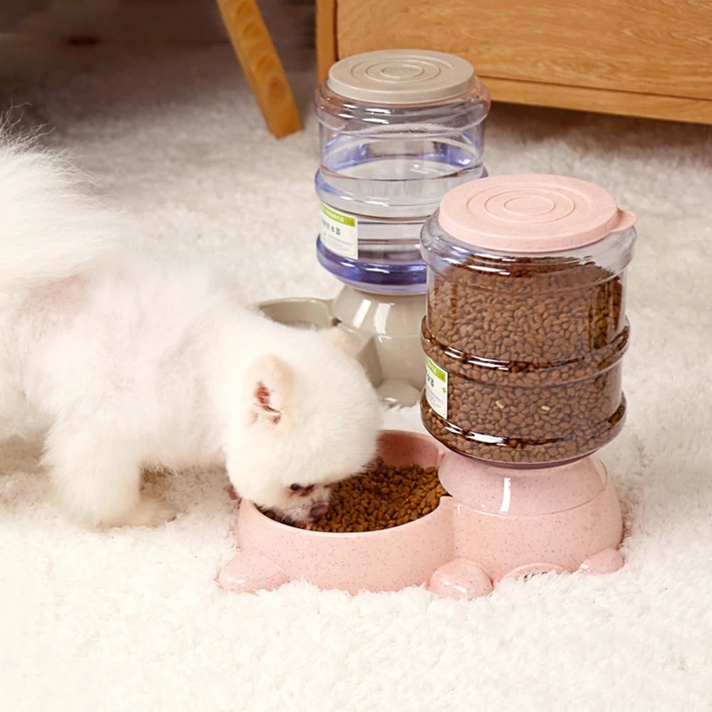 

1 Pc Pet Food Dispenser Refillable Automatic Feeder Container Holder for Home Shop Dog Food Bowl (Pink)