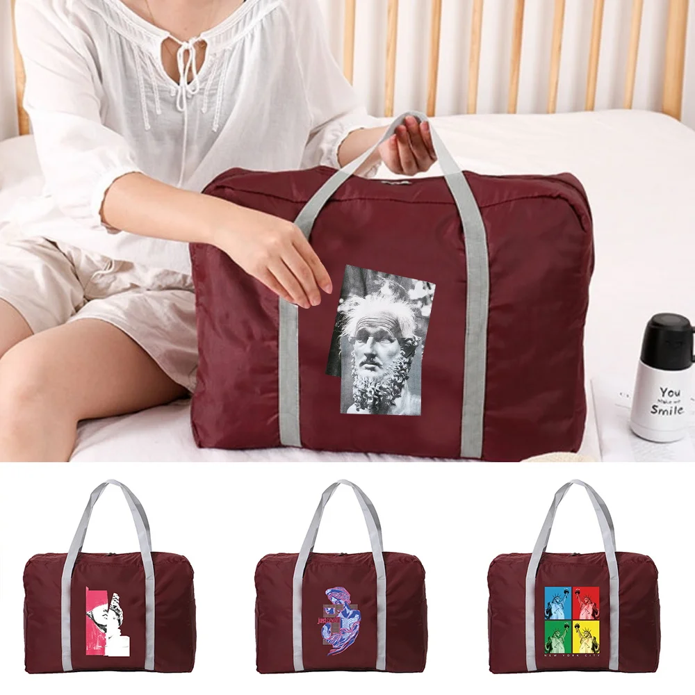 

Large Capacity Folding Travel Bags Sculpture Print Luggage Tote Handbag Travel Duffle Bags Women Gym Yoga Clothes Storage Bags