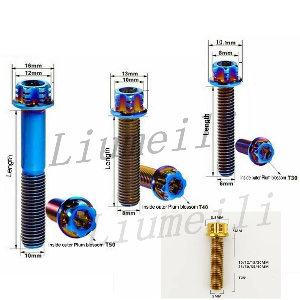 Liumeili Titanio Ti Bulloni Torx Testa Flangia Vite M5 M6 M8 M10x10/15/20/25/30/35/40/45/50/55/60mm Per Bici Moto 1PC