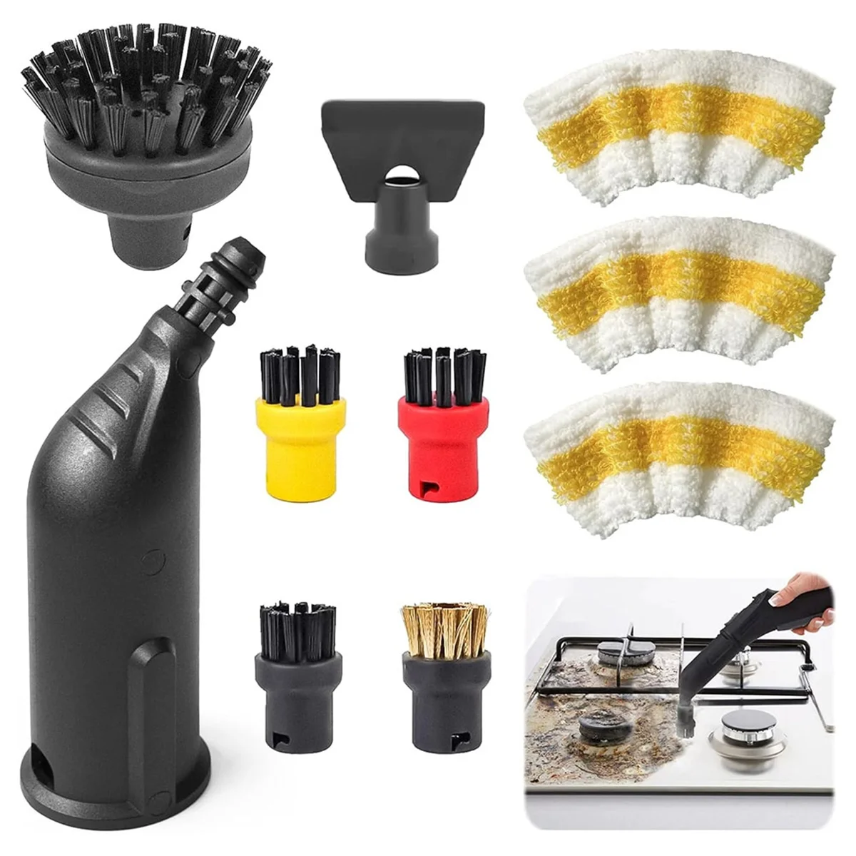 Steam Cleaner Accessories for Karcher Easyfix SC1 SC2 SC3 SC4 SC5 Accessories Round Brush Set Nozzle Round Brushes Brush