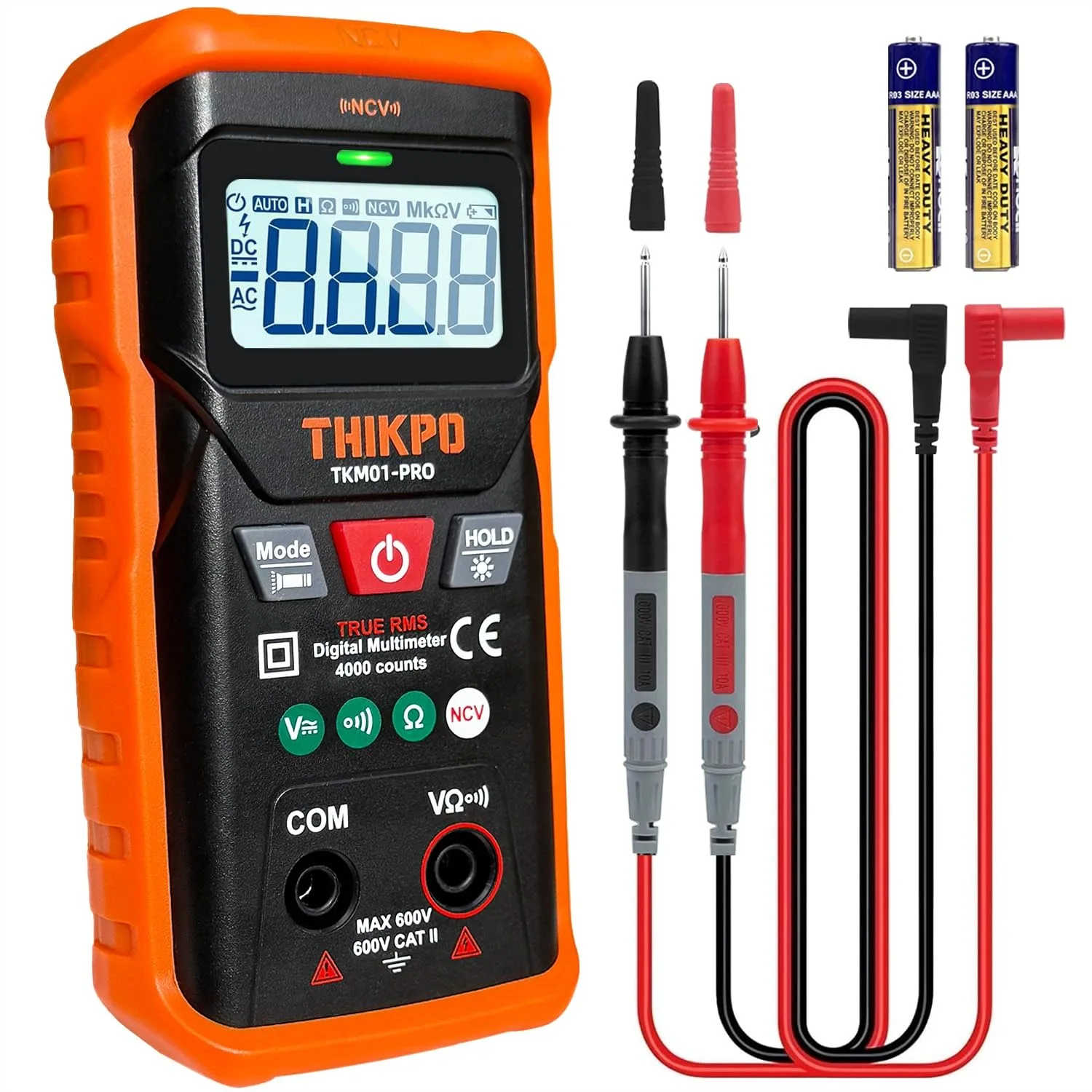 

Digital Multimeter 4000 Counts True RMS with NCV, Auto-Ranging Voltmeter Tester for AC/DC Voltage and Resistance, Backlit LCD