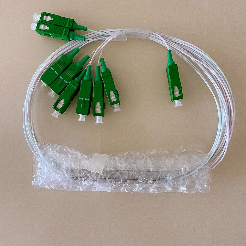 Fiber Optic Splitter 1x8 SC APC, Steel Tube, Fiber Optic Splitter, FTTH Connector, 1x8 SC APC, , 20PCS