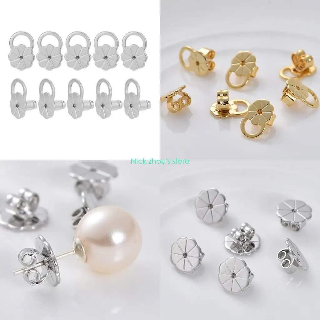 

E15E 10Pcs Earring Back Lifters Hypoallergenical Ear Support for Droopy Ears