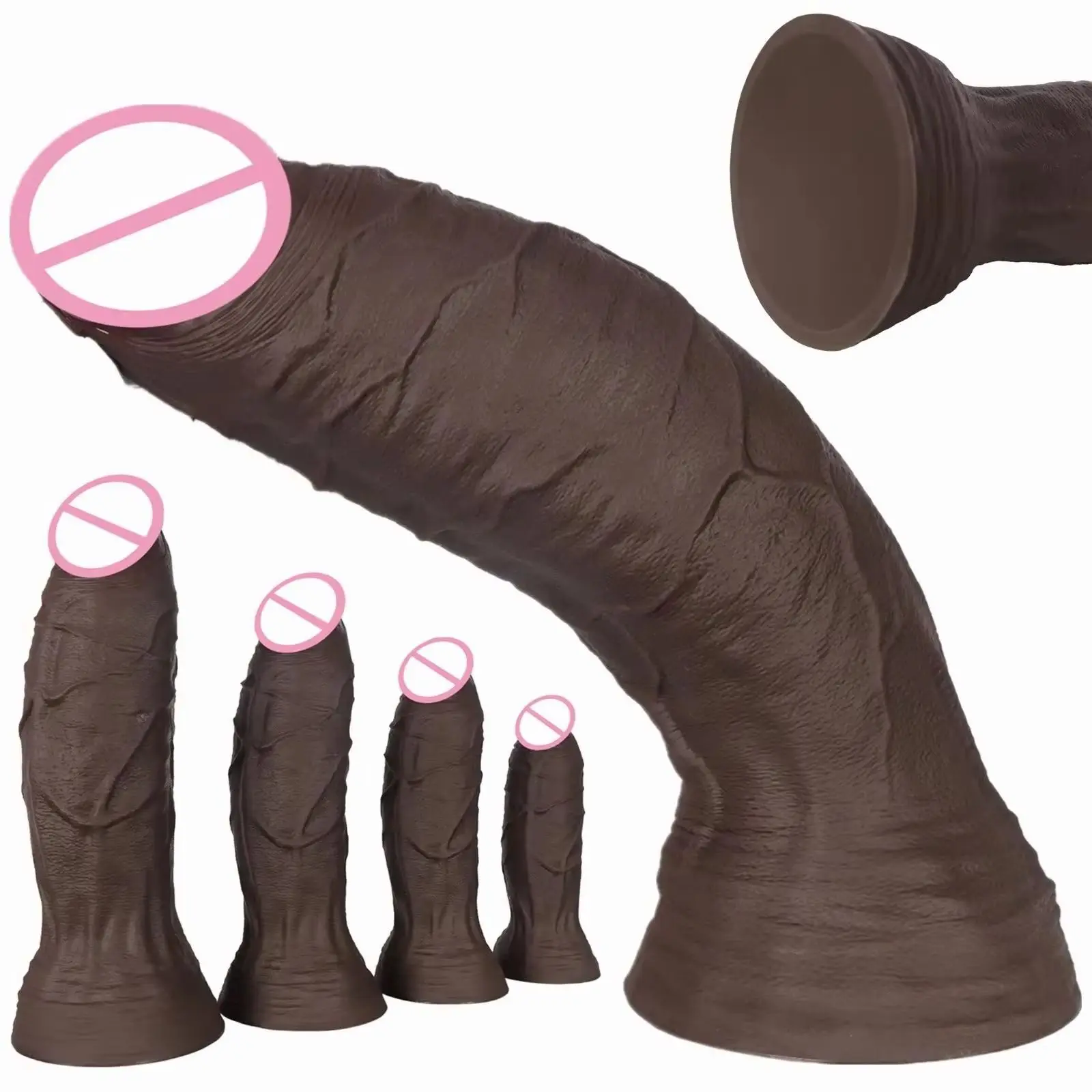 New 4 Sizes Realistic Soft Silicone Big Dildo Penis Vaginal Masturbation Suction Cup huge dildo butt plug  Woman Anal 18 Sex Toy