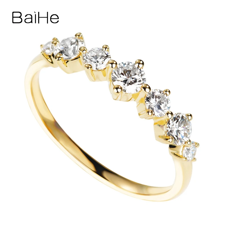 

BAIHE Solid 14K Yellow Gold 0.55ct Certified H/SI Natural Diamonds Wedding Women Trendy Fine Jewelry Beautiful diamond Ring