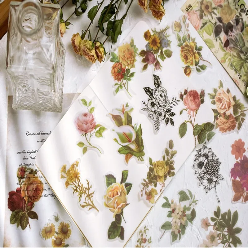 Plant Theme Scrapbook Stickers Random Styles No4 Flower Shop Series Floral Botanical Decorative Decals Diary Album DIY Materials
