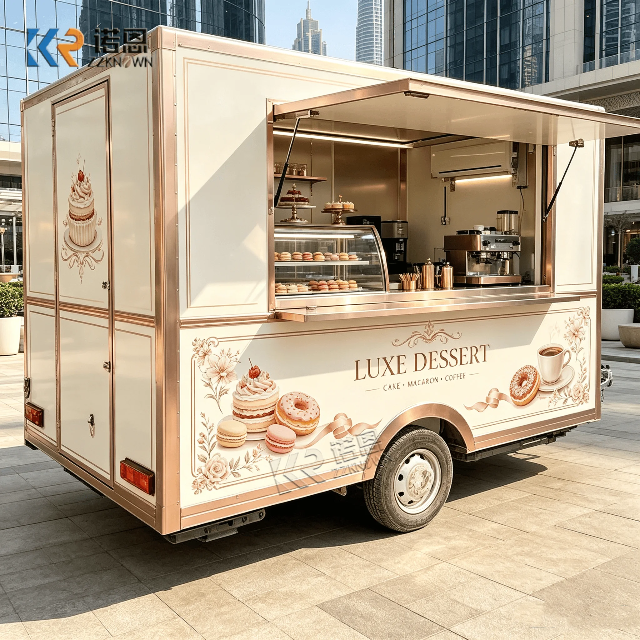 Outdoor BBQ Snack Vending Cart Coffee Trailers Van Mobile Ice Cream Food Truck with Full Kitchen