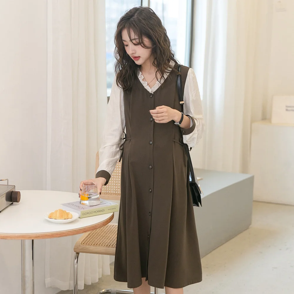 2023 Maternity Dress For Photography Maternity Maxi Pregnancy Dress pregnant women clothing patchwork korean fashion vestido