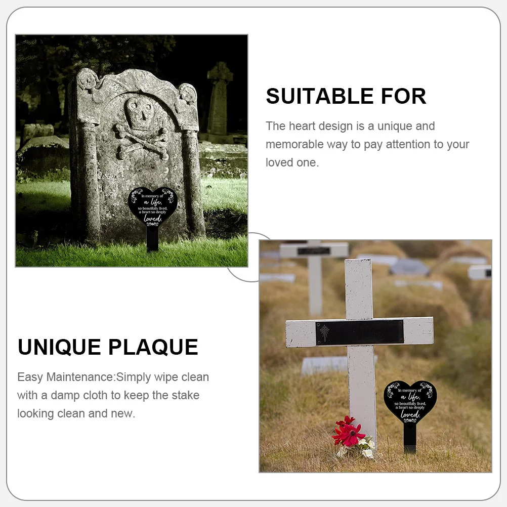 

Acrylic Heart Cemetery Stake Memorial Sign Grave Marker Outdoor Garden Decoration for Cemetery Memorial Outdoor House