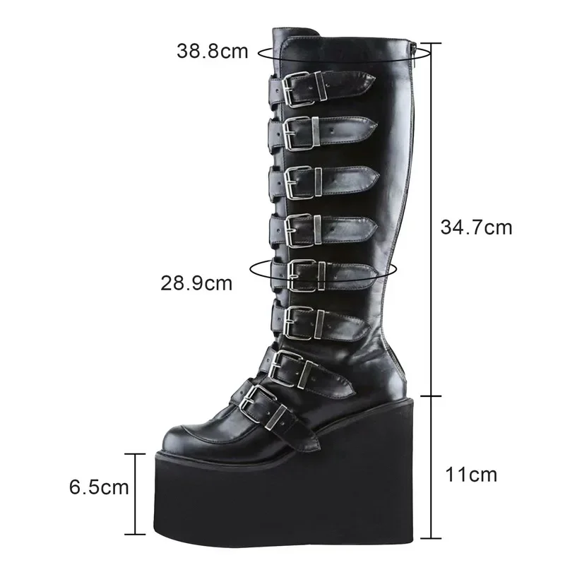 Brand Design Female Wedges High Heels Thigh High Boots Fashion Black Platform Boots Women 2022 Gothic Cosplay Shoes Woman Mujer