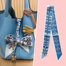 2022 New Small Ribbon Women's Scarf Tie Bag Scarf Designer Silk Long Narrow Silk Scarf Decorative Cable Ties Lengthened