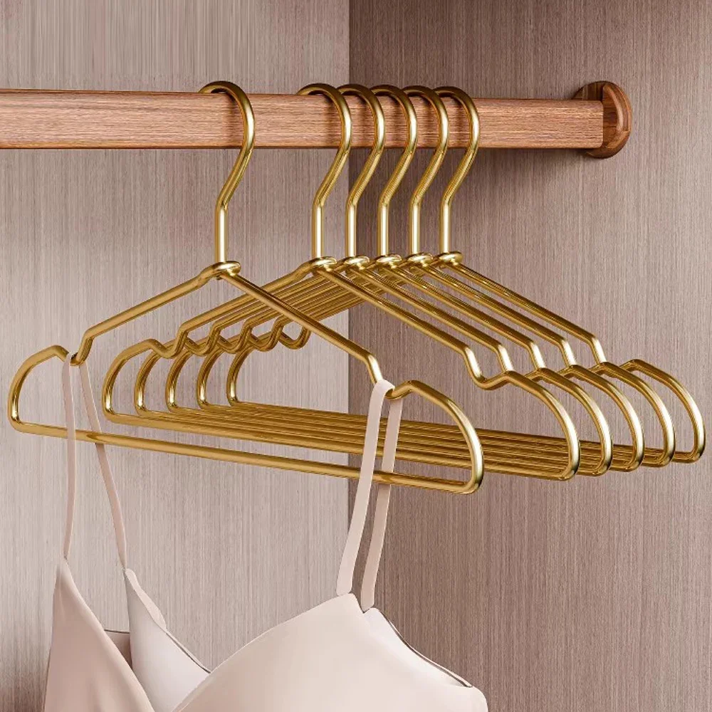 10pcs Silver/gold Hanger For Clothes Aluminum Alloy Durable Clothes Hanger For Coats Skirts Pants Drying Household Organizer