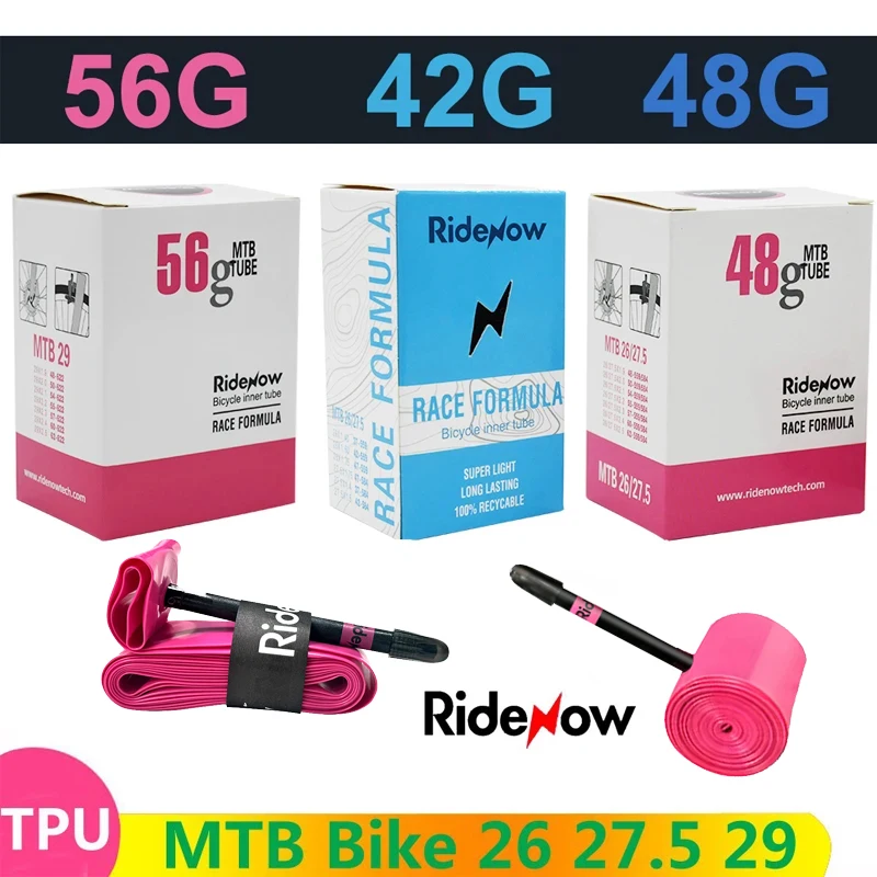 Image of RideNow TPU Fahrradschlauch für MTB 26 27.5x1.5 1.75 1.9/ 29x2.1 2.2 2.3 2.4 Zoll Ventil 45MM Mountainbike-Schlauchreifen 29er