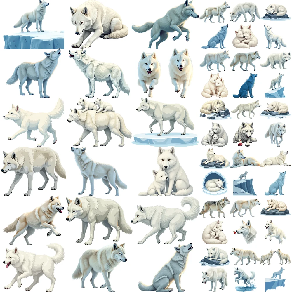 

54pcs Waterproof Arctic Wolf Temporary Tattoos Various Styles Realistic Wolf Fake Tattoos Sticker Body Art Disposable Stickers