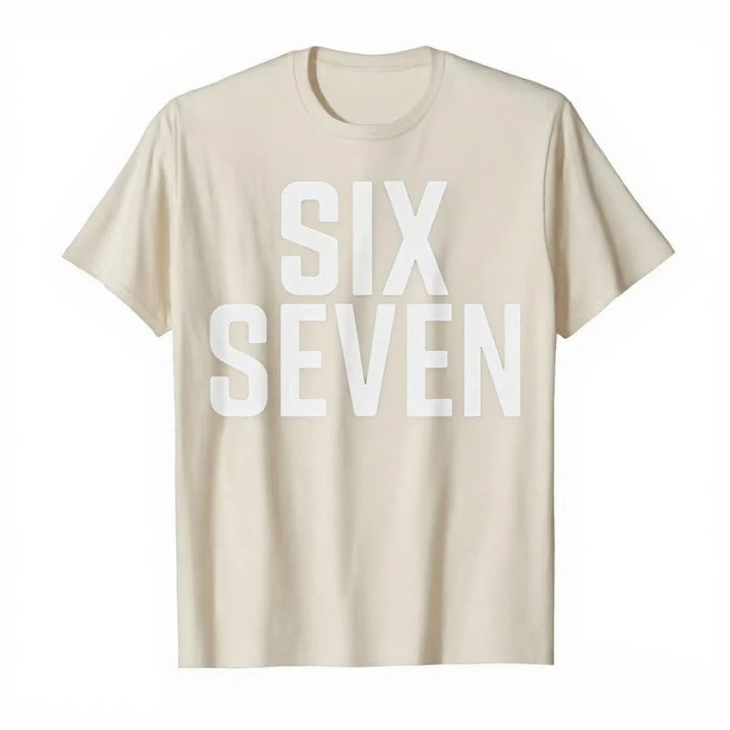 تي شيرت Fun Six Seven 6 7 Meme Design 6 7 للرجال والنساء 100% قطن تي شيرت بأكمام قصيرة