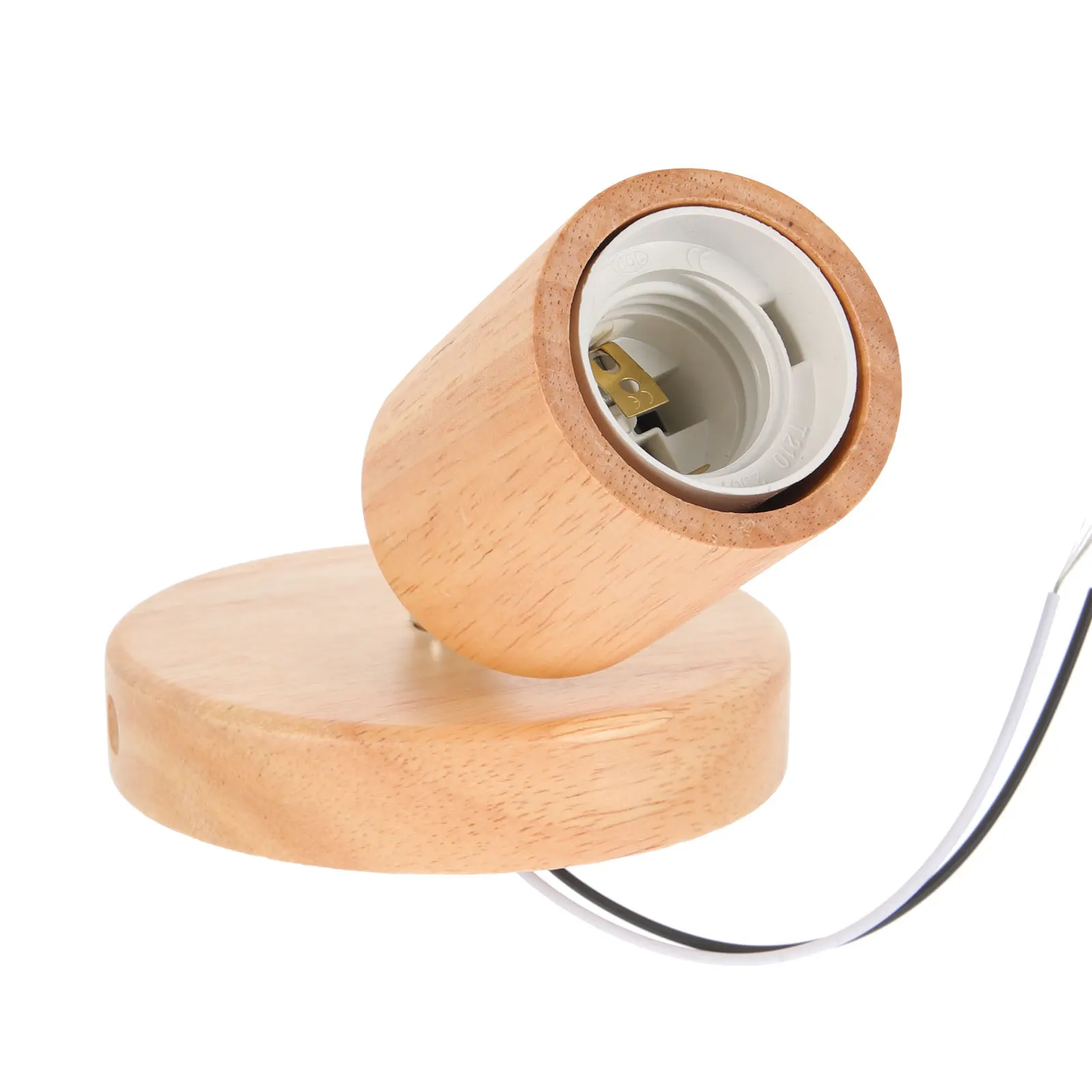 

Wood E27 Lamp Holder Adapter Exquisite Workmanship Reasonable Structure Professional for Home Decor E27 Thread Lamp Holder