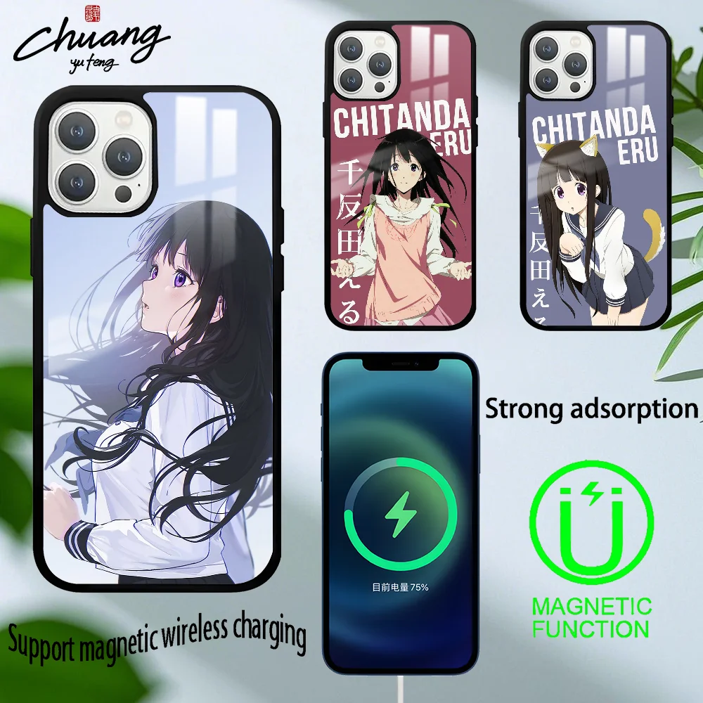 Чехол для телефона Hyouka Chitanda Eru для 11, 12, 13, 14, 15, 16 Pro Max mini Plus с сильным магнитным притяжением, чехол для телефона