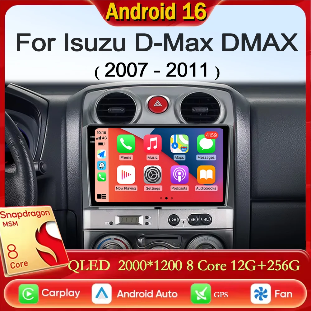 Android 16 Carplay Auto Car Radio For Isuzu D-Max DMAX 2007 2008 2009 2010 2011 GPS Navigation Multimedia Player 2Din DVD Stereo
