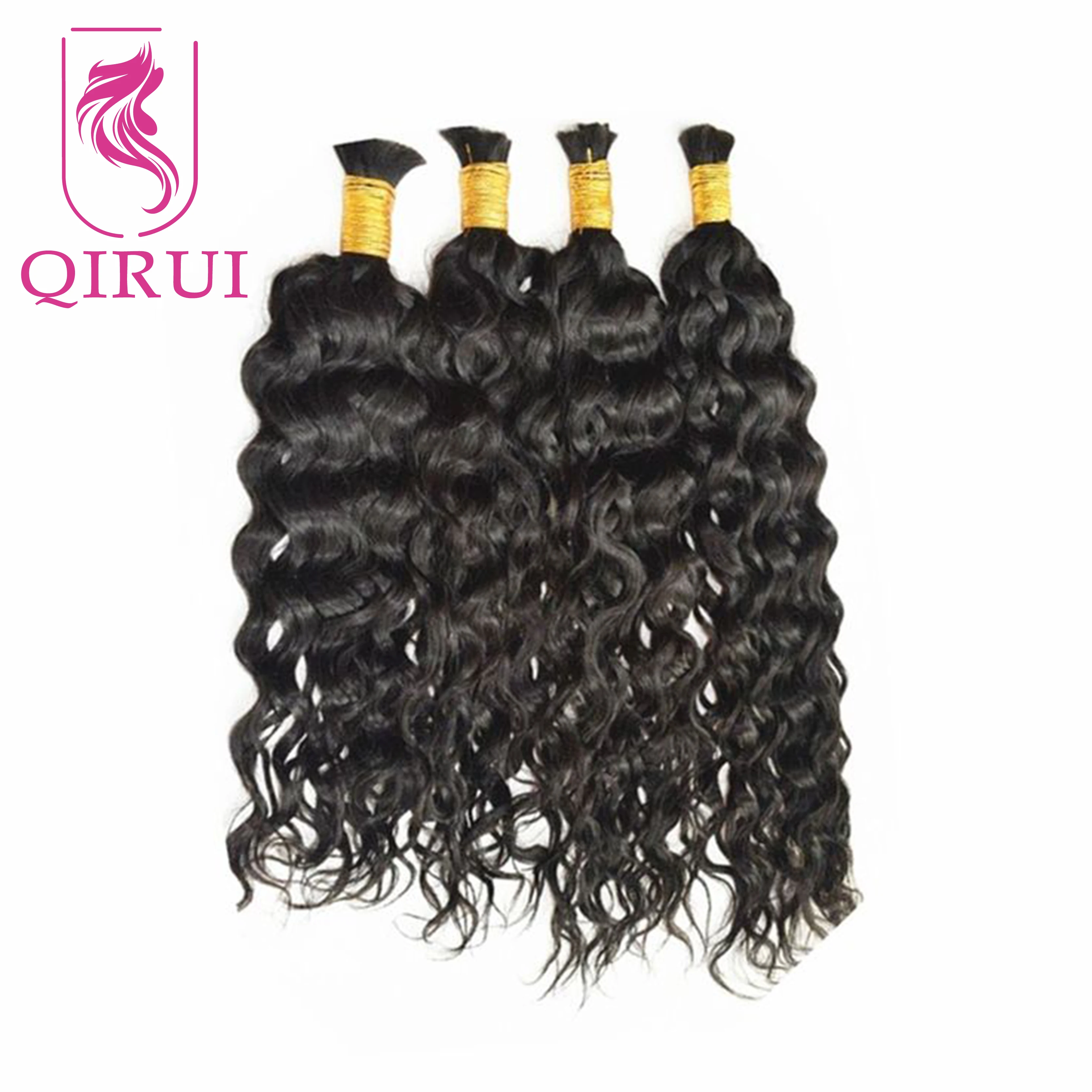 Bulk Human Hair For Braiding Water Wave Double Drawn Curly Bulk Human Hair Bundles Wholesale No Weft Extensions Boho Braids