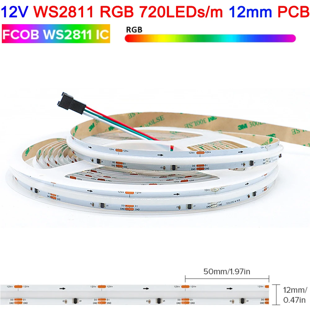 5 m SPI RGB RGBW RGBCCT COB LED-striplicht DC12V 24V 840 784 720 576 LEDs / M Flex FCOB LED-tape Licht dimbaar lineair linttape