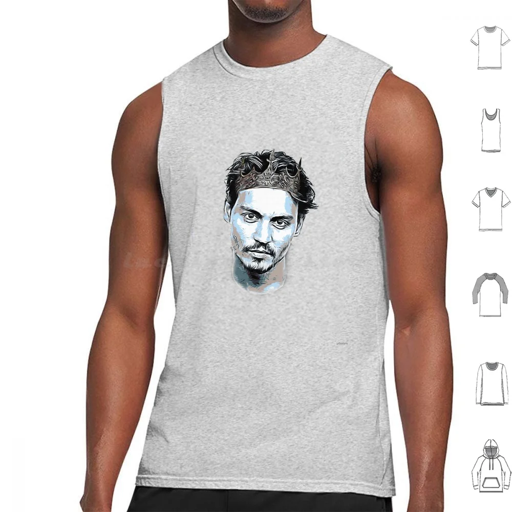 Johnny Depp-Legend Camisetas sin mangas de algodón estampado Johnny Depp Vector King Azul Gr8etdane Simpel Nice