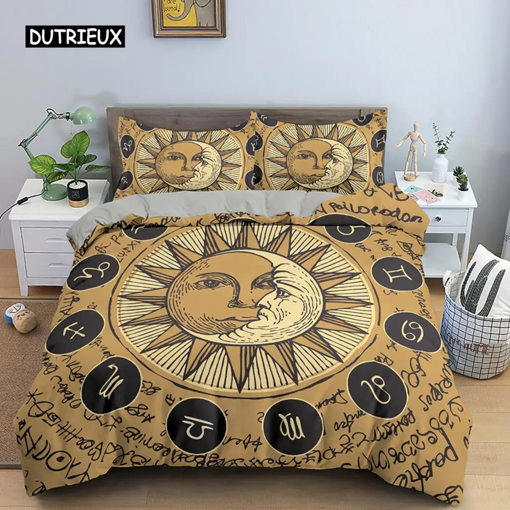 

Divination Pattern Duvet Cover Set Single Queen King Size Quilt Cover Microfiber Sun and Moon Pattern Mandala Theme Bedding Set