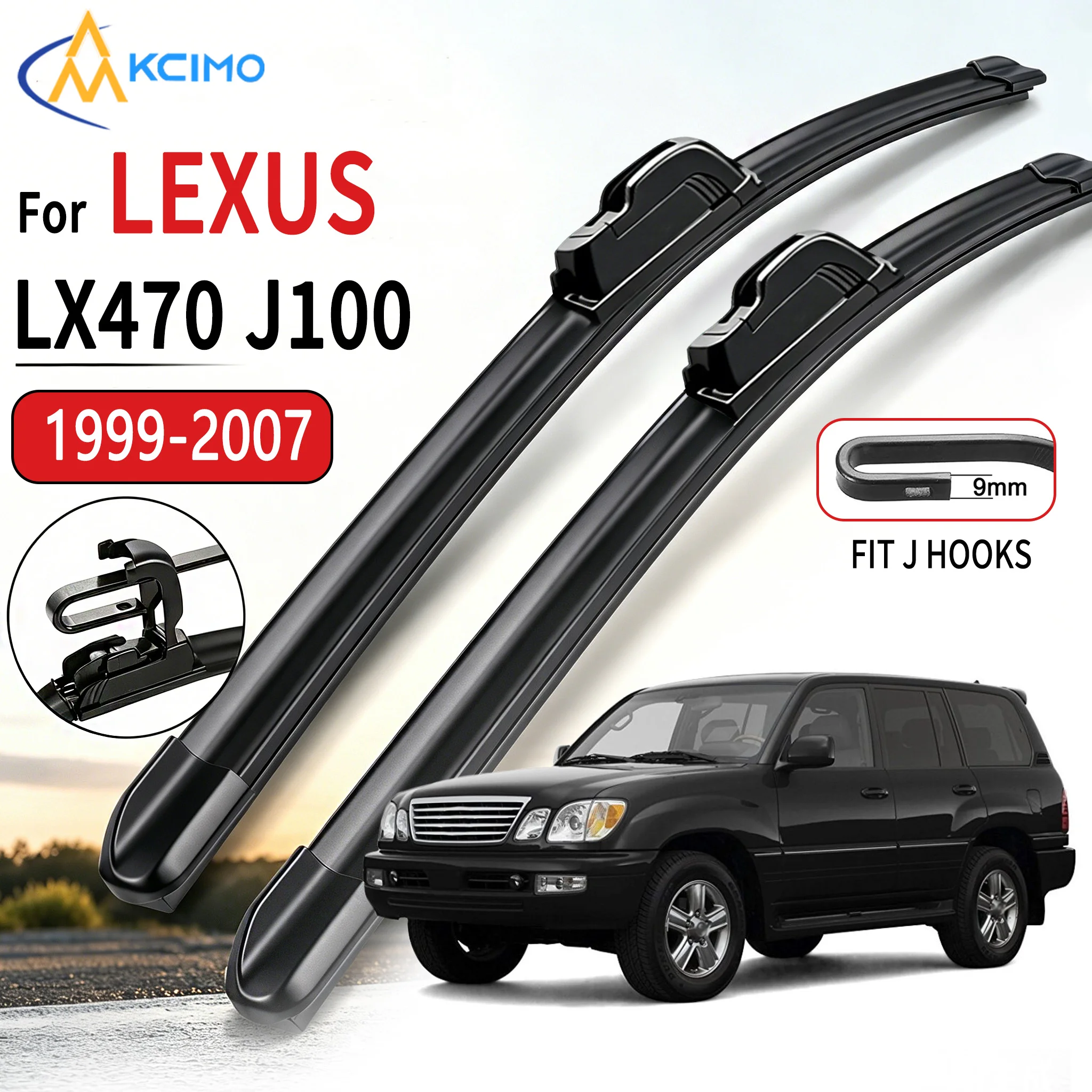 

Vehicle Specific J Hook U Connector Car Wiper Soft Rubber Boneless Wipers Wiping Blades 24"+22" For LEXUS LX470 J100 1999-2007