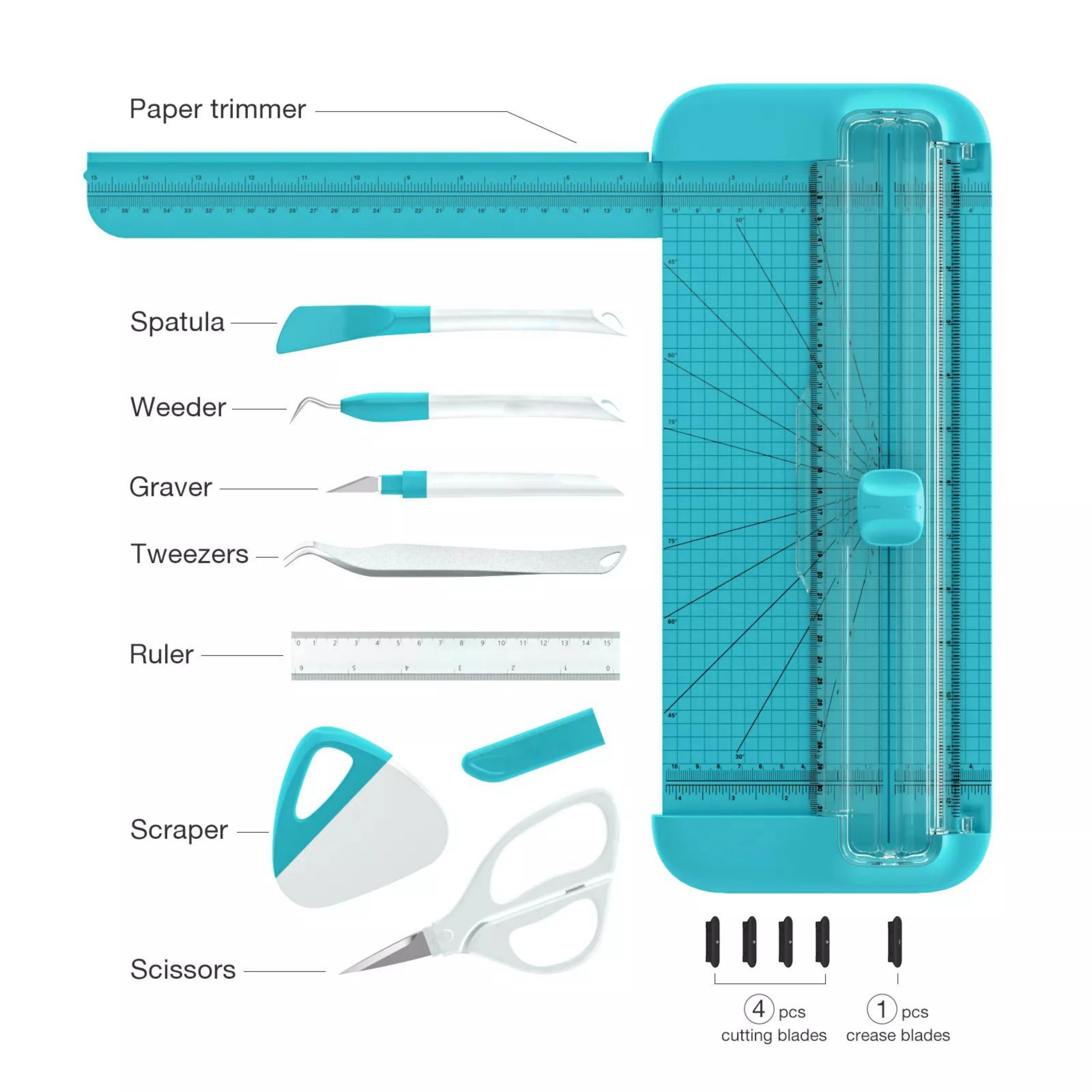 Manual A4 Scrapbooking Ruler Cutter Rotary Paper Cutter Trimmer Tool Set for Cricut Vinyl Office Papers Cards Labels Photos Cutt