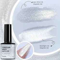 9D Porcelain White Cat Eye Magnetic Gel Polish for Nail Art Soak Off Manicure Pink Gel Semi Permanent UV LED Nail Varnish Gel