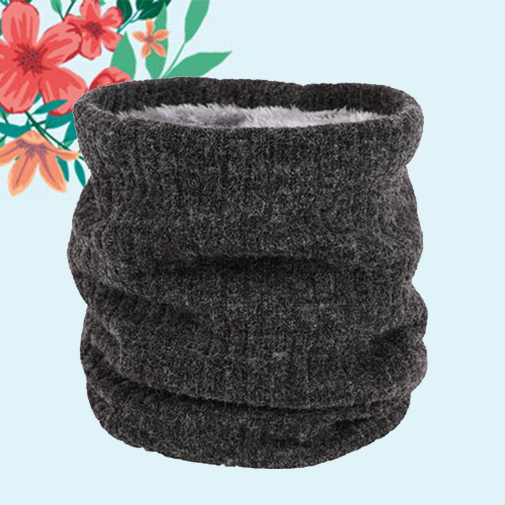 

2pcs Circle Knit Neck Warmer Winter Double-Layer Fleece Lined Windproof Dark Grey Soft Chunky Scarves For Women Girls Warm Pure
