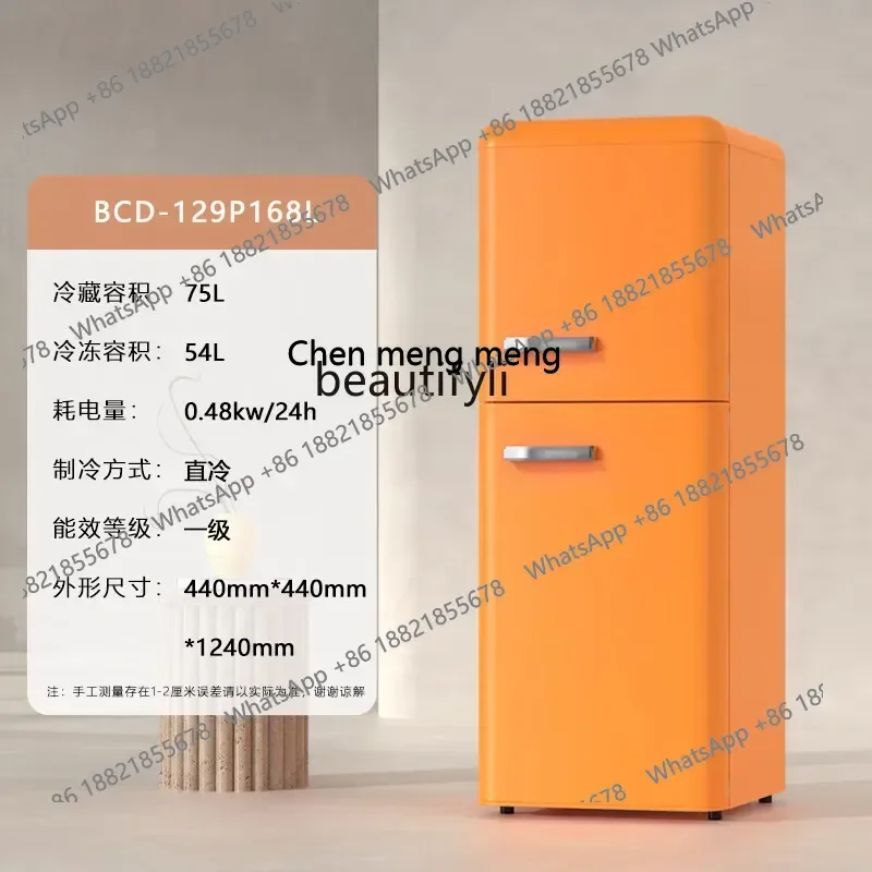 Ff a01 geladeira retrô pequeno dormitório doméstico porta dupla mini geladeira pequena sala de aluguel refrigerado e congelado