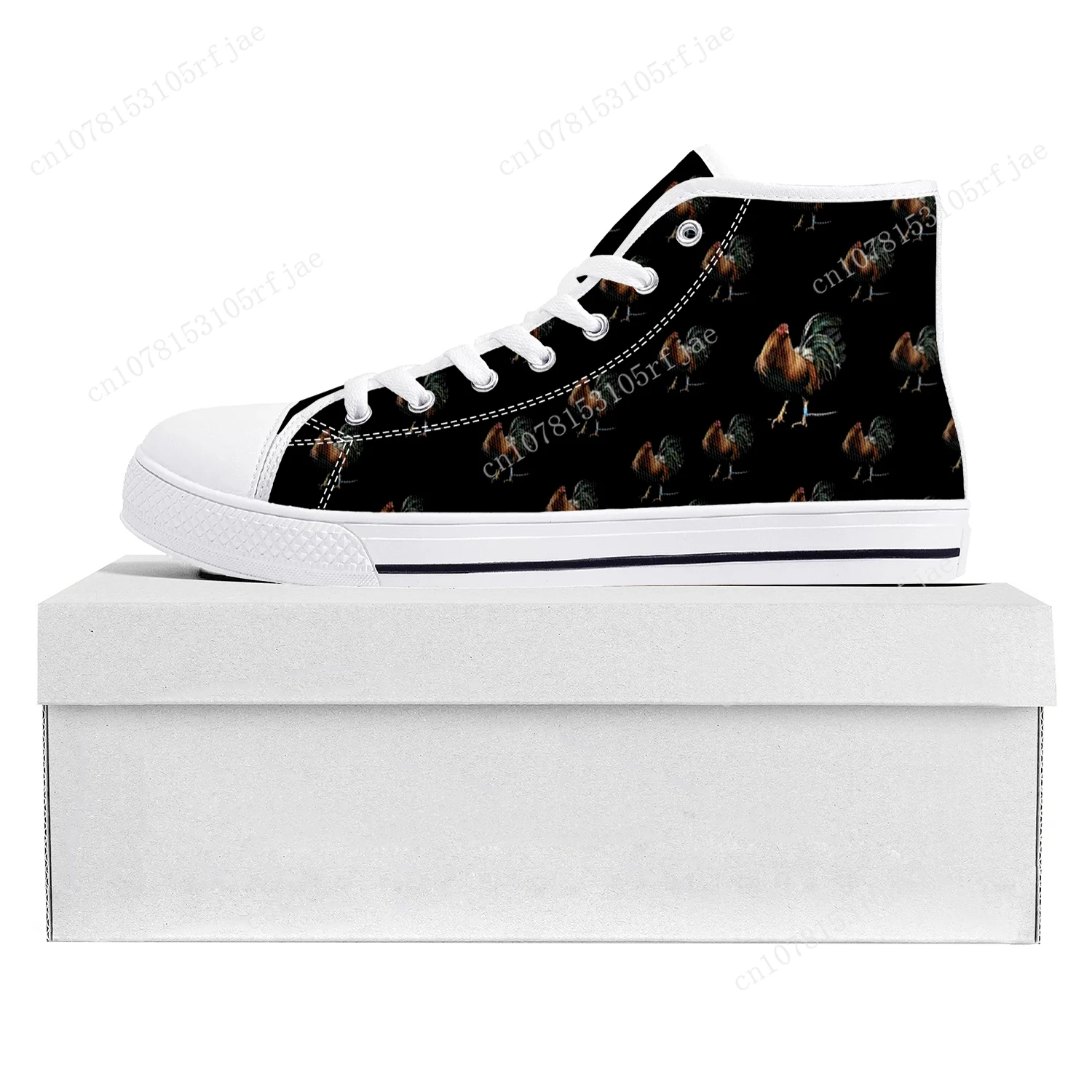 Desenhos animados Rooster Print High Quality Sneakers para homens e mulheres, Casual Canvas Sneaker, Custom Made Shoes for Teenager Couple, qualidade superior