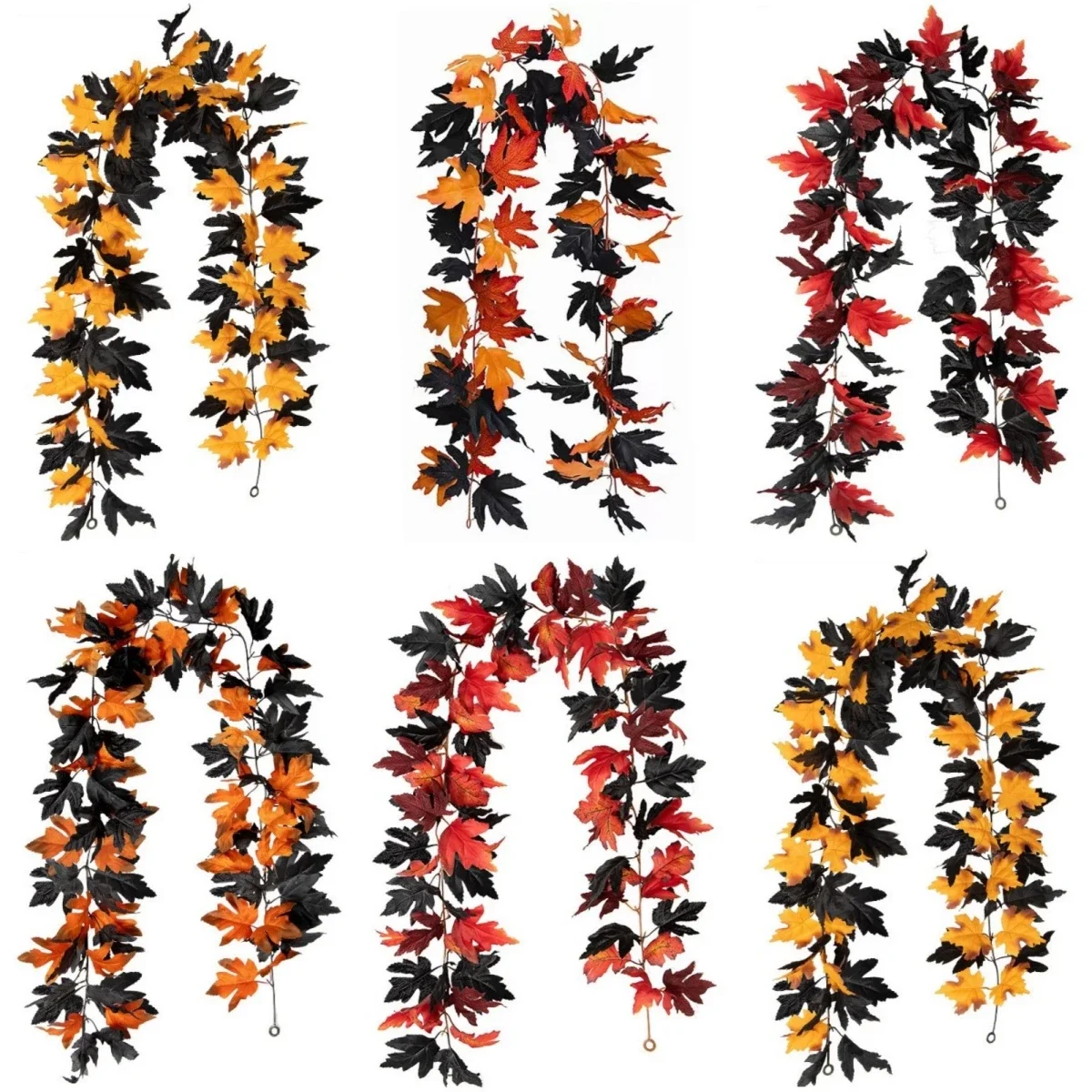 175cm Artificial Fall Maple Leaf Garland Fake Plants Autumn Decor Leaves Vine For Thanksgiving Halloween Festivals Wedding Decor