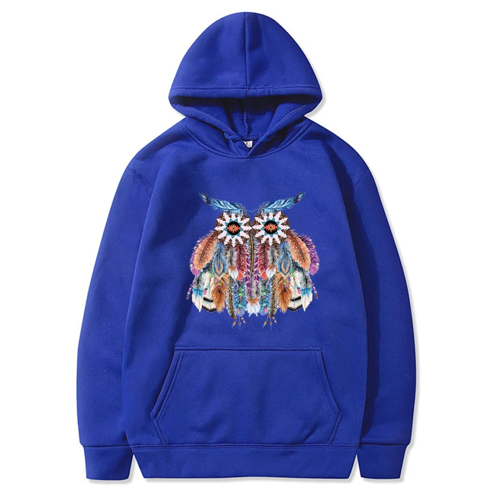 2022 Mannen/Vrouwen Hoodies Casual Feather Print Sweater Herfst Lange Mouw Hooded Truien Tops Losse Pocket Kleding Streetwear