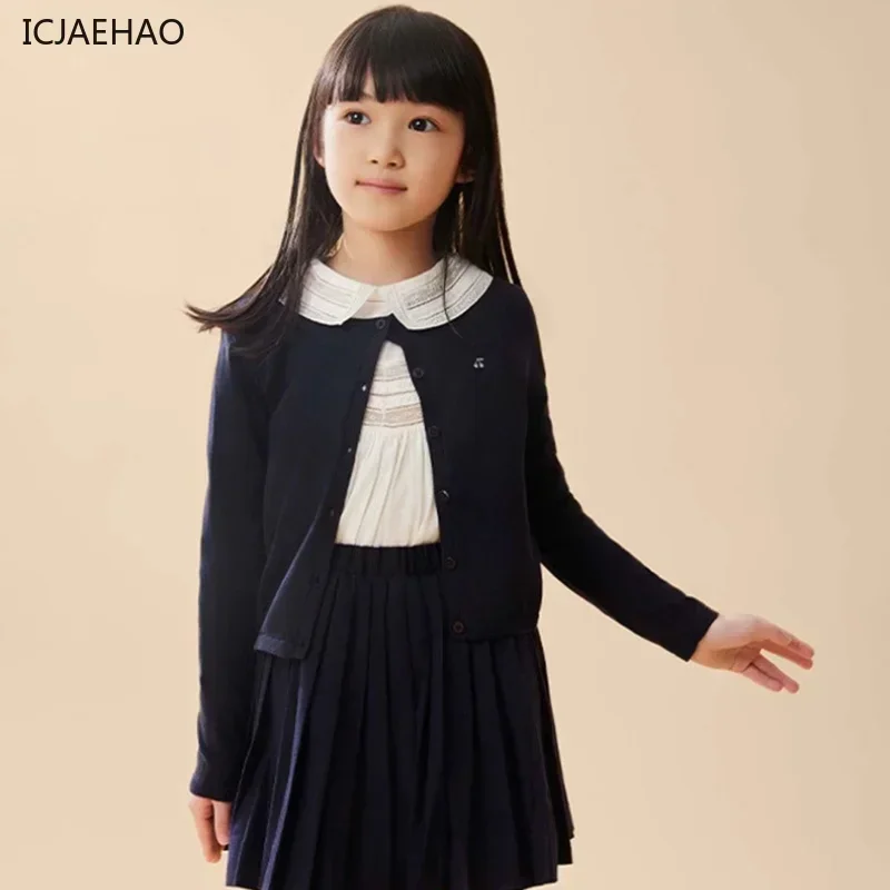 Matching Sweaters Girls Newborn New Children's Cherry Embroidered Cardigan Baby Girl Academy Style Kids Knitwear Clothes Top