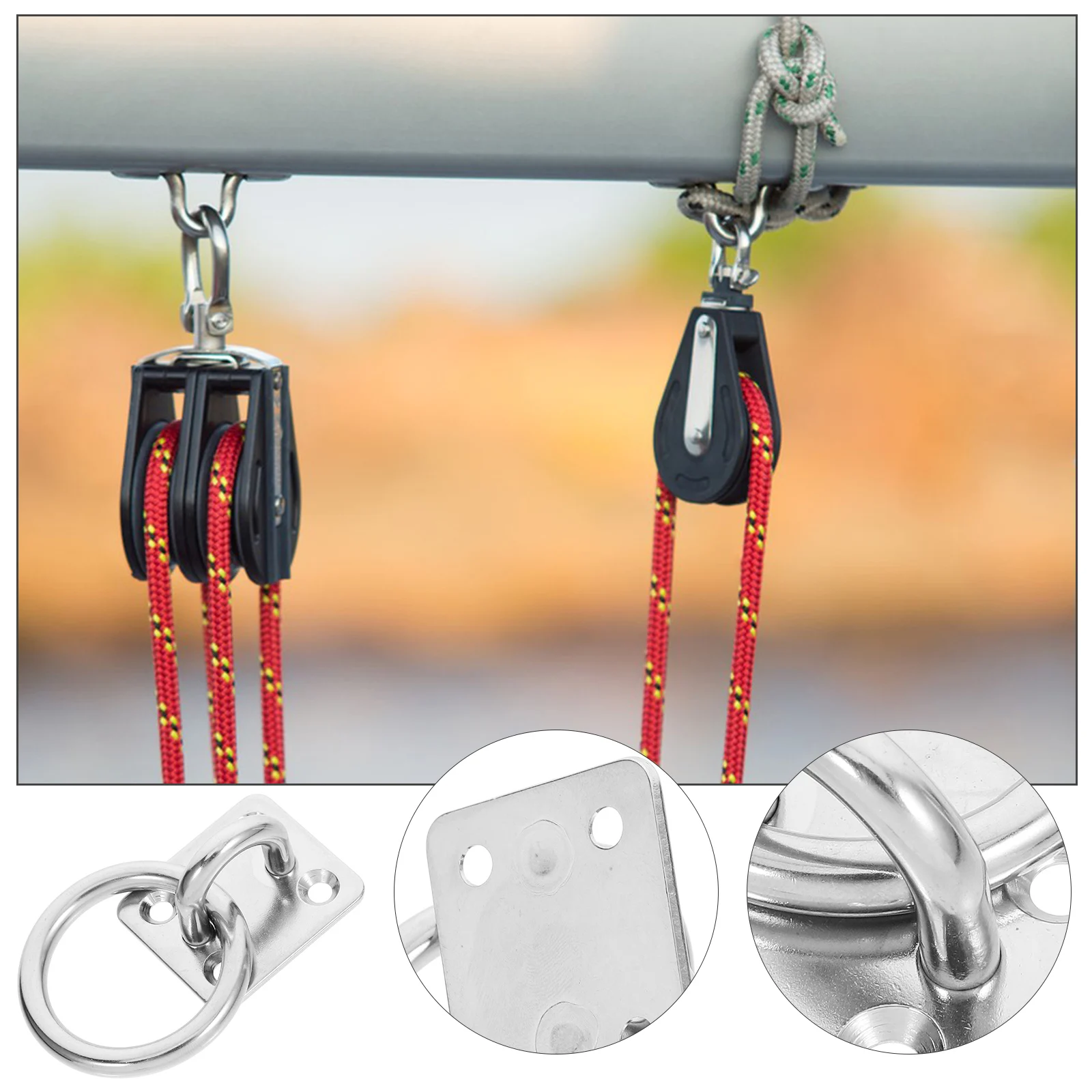 

Stainless Steel Pad Eye Plate Hook Heavy Duty Ceiling Mount Hanger Hooks For Hammock Wall Deck Tree Outdoor Use