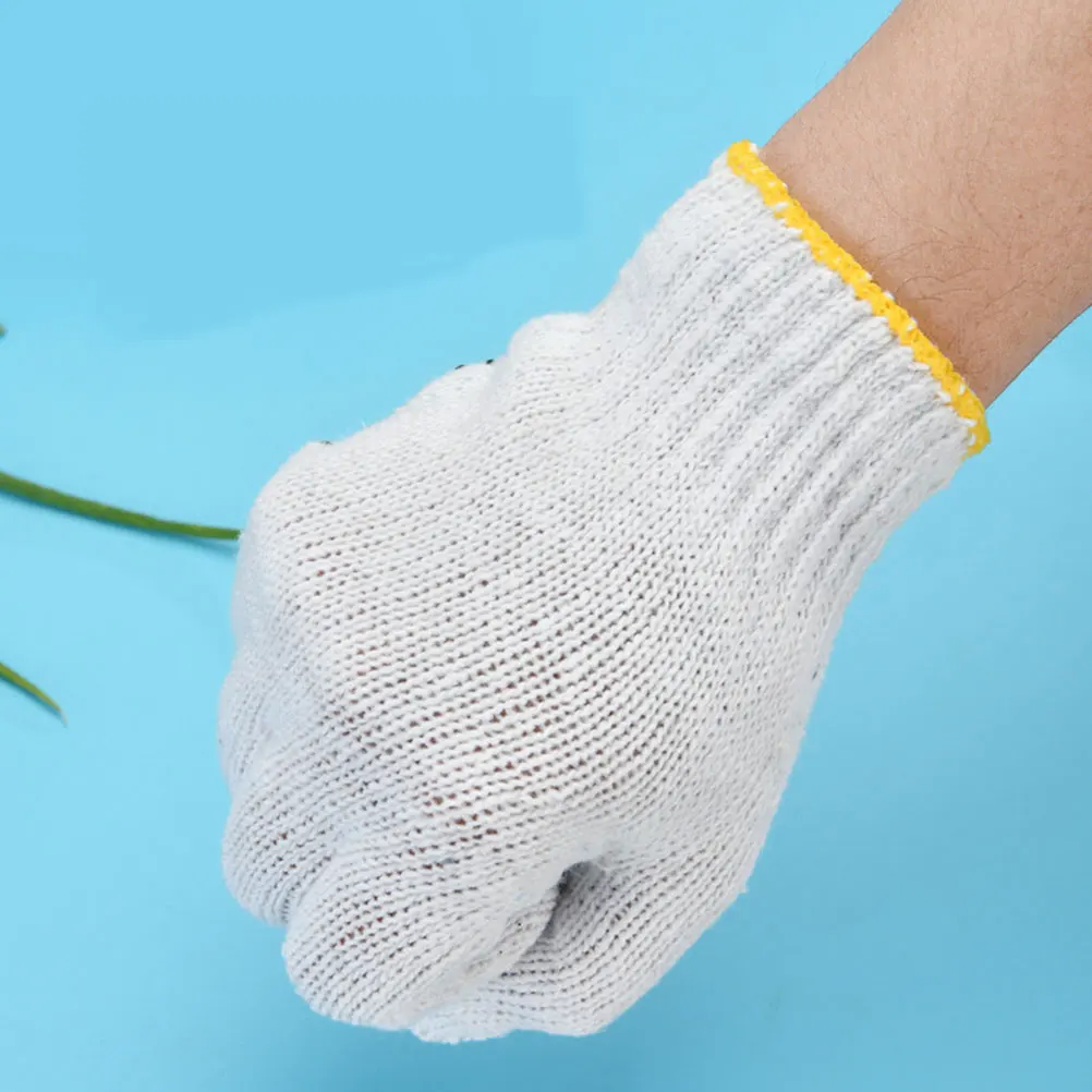 

5Pairs Durable PVC Cotton Yarn Gloves Skidproof Anti-Scald High Temp Resistance Labor Protection Baking Garden Use