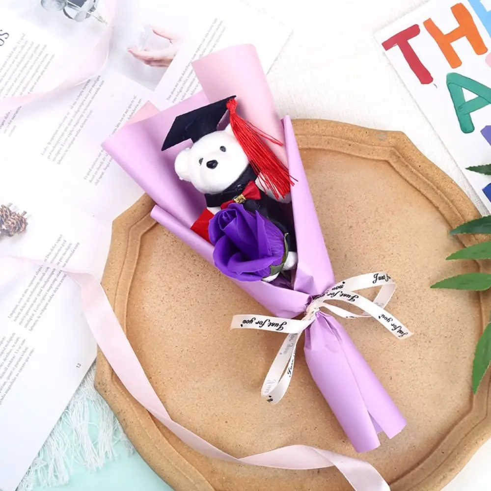 新しいおもちゃ 卒業祝いベアブーケ 素敵でシックな漫画風可愛いクマギフト ひまわりソープブーケ 教師の日