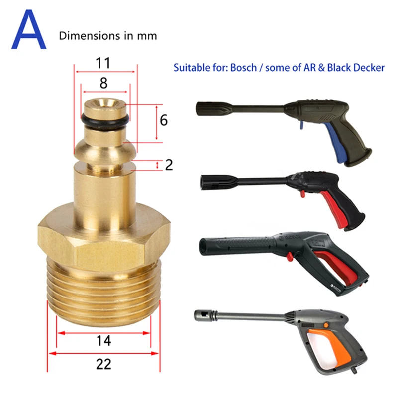 Imagem -03 - Lavadora o Mangueira Adaptador Tubo de Pressão Conector Rápido Conversor de Encaixe para Karcher Lavor Bosch Arruela M22 de Alta Pressã