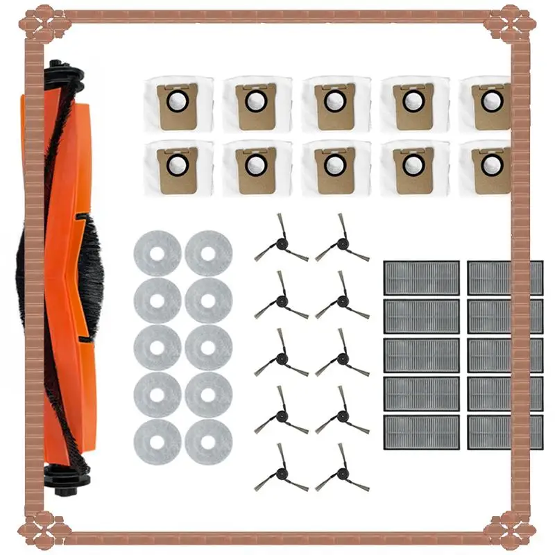 

24-Hour Delivery 2 Set For Xiaomi Mijia M40 D110CN Vacuum Parts Main Tricut Main Roller Side Brush Hepa Filter Mop Cloth Dust Ba