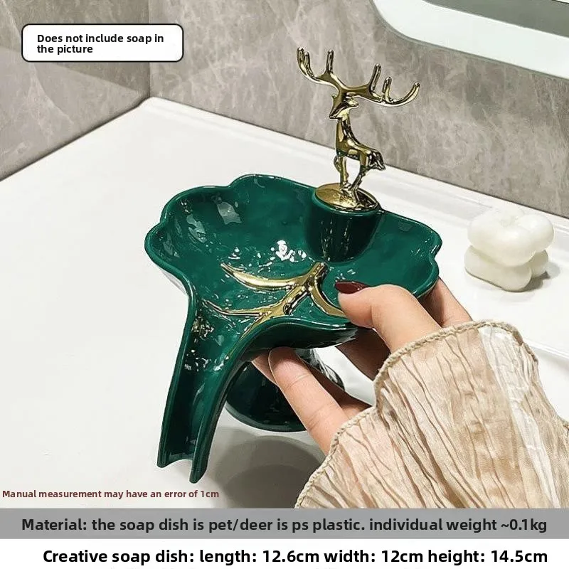 

Nordic Ceramic Soap Dish Men's Special Drainable Bathroom Cute Rabbit Soap Holder Home Use No Punching Required