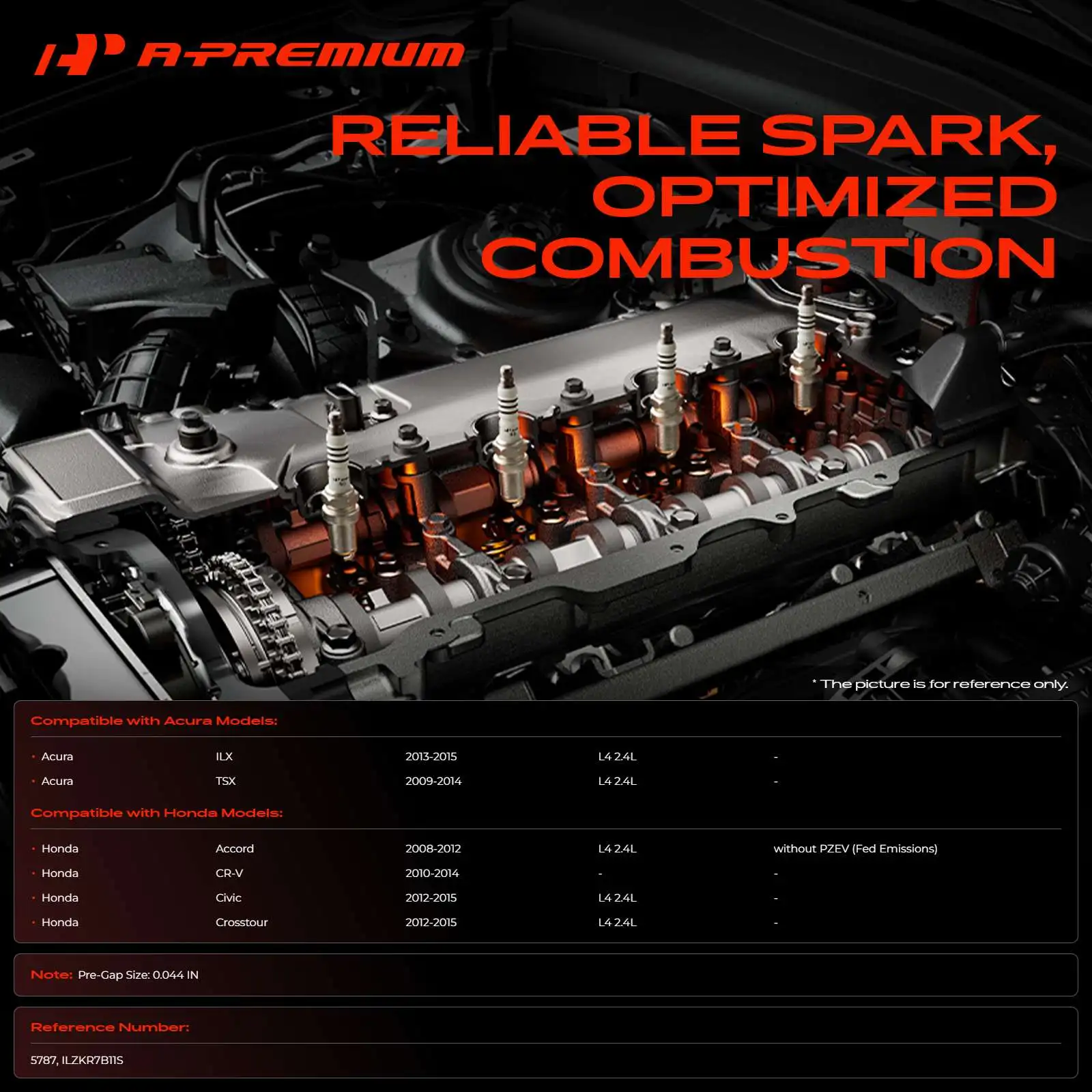 A-Premium 4x Iridium & Platinum Spark Plugs for Honda CR-V 2010-2014 Civic Crosstour 2012-2015 Accord 2008-2012 Acura ILX TSX