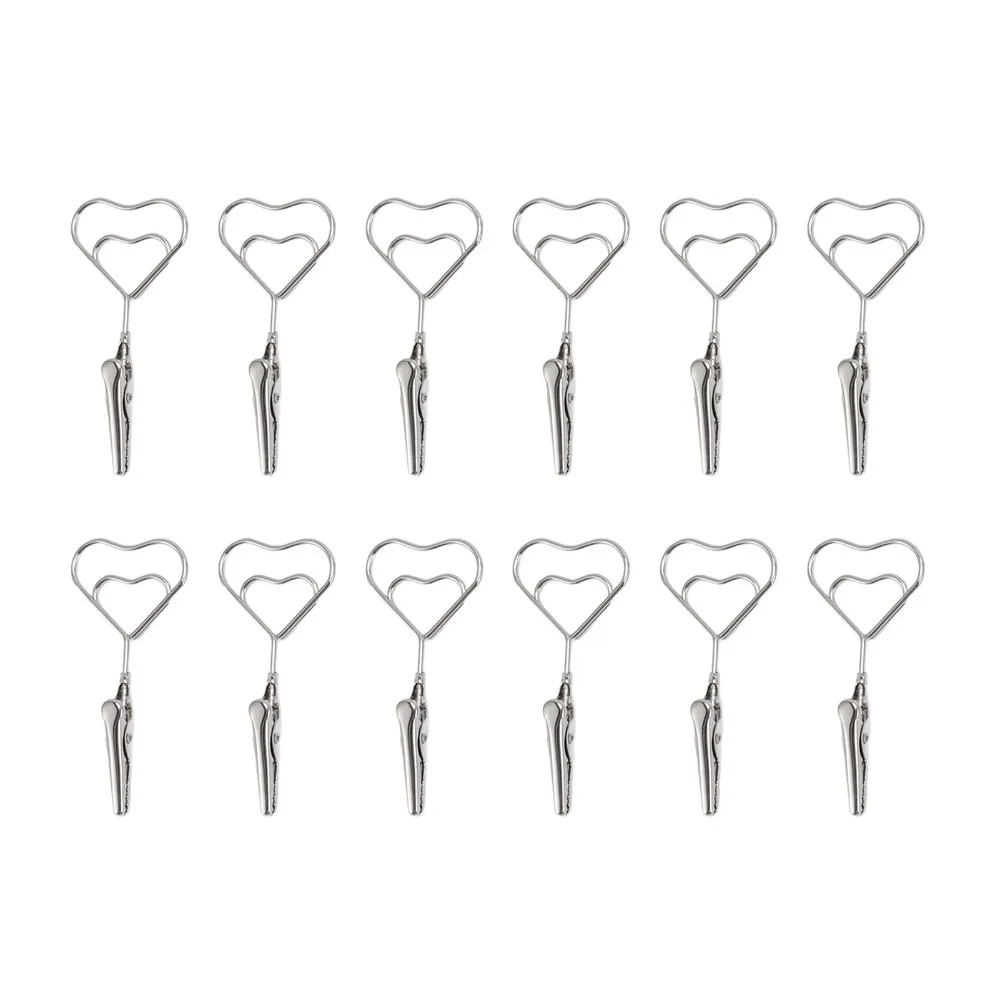 12Pcs Multi Shape Double Headed Memo Clip 70mm Silver Note Clips Multifunctional Strong Grip Wire Picture Clip Card Display