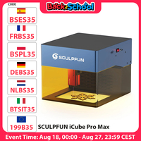 SCULPFUN iCube Pro Max 10W Laser Engraver, 0.08mm Laser Spot, 10000mm/min Engraving Speed, 32-bit Motherboard, App Connection