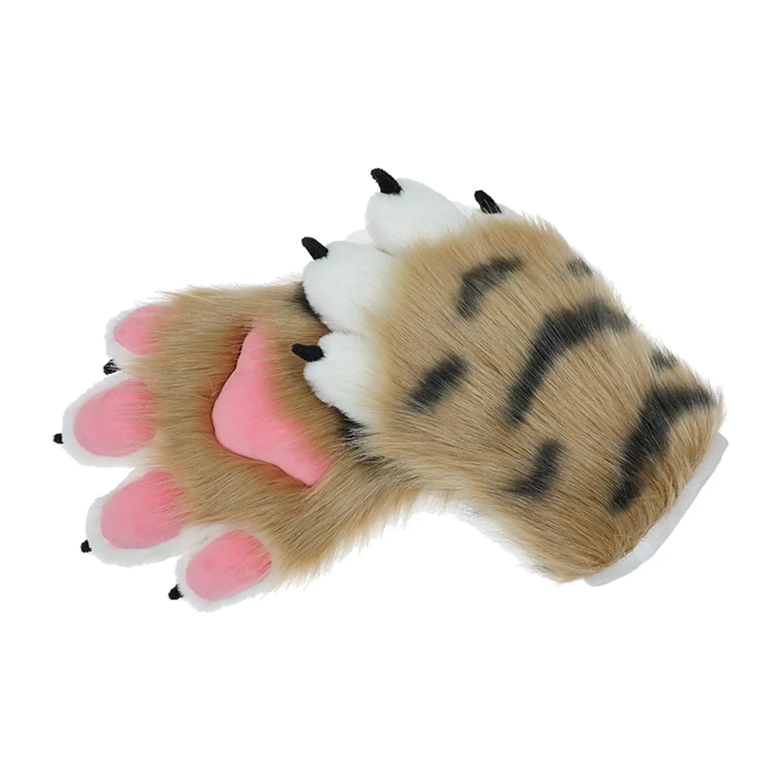 2 Pieces Furry Gloves Tiger Paw Shape Warm Cute Plush Hand Gloves for Cosplay Presents Fancy Dress up Party Christmas Party