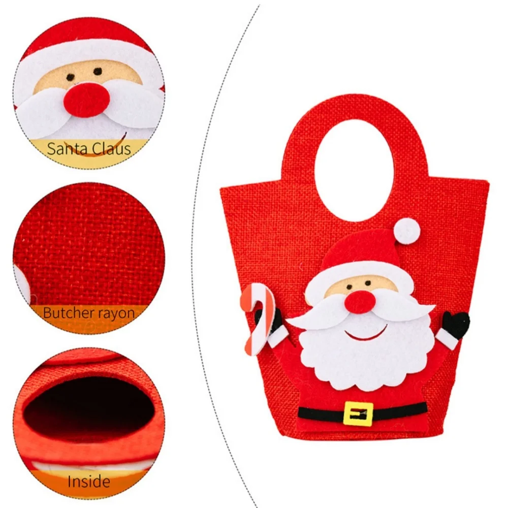 

2026 Рождественский подарочный пакет с рисунком Санта-Клауса, лося, снеговика, ручная холщовая сумка, детские сумки для конфет с яблоками, изысканные рождественские сумки