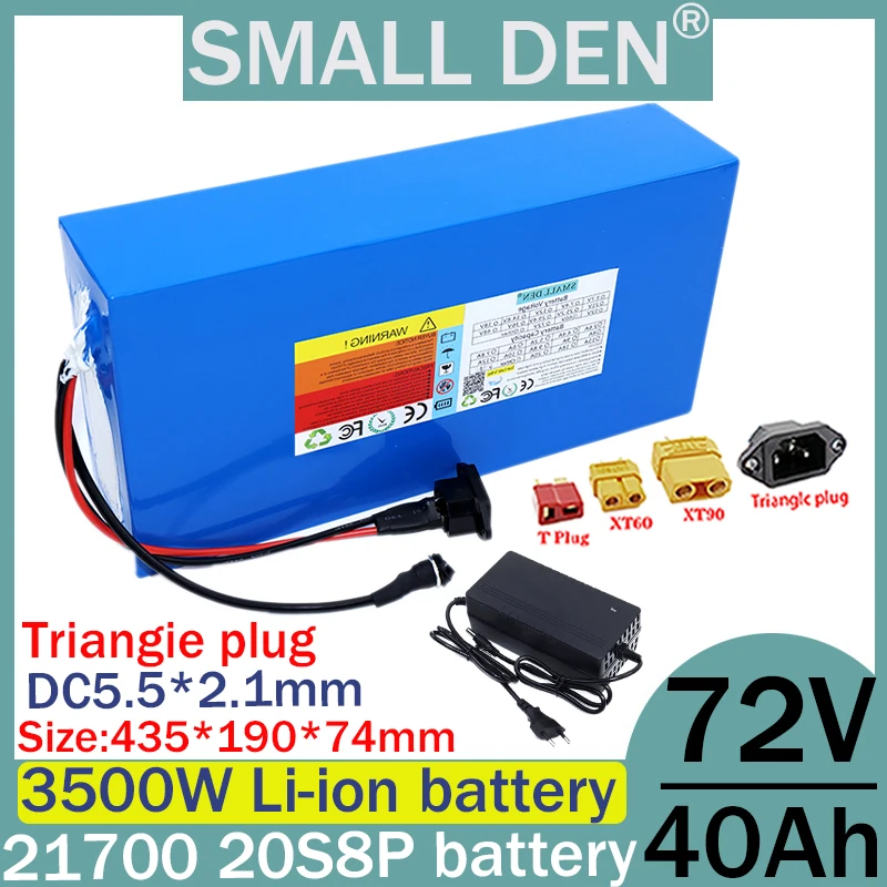 New 72V 40ah 21700 20S8P lithium battery pack, built-in BMS 50A 3500W motor high-power rechargeable battery+84V 2A 3A 5A charger