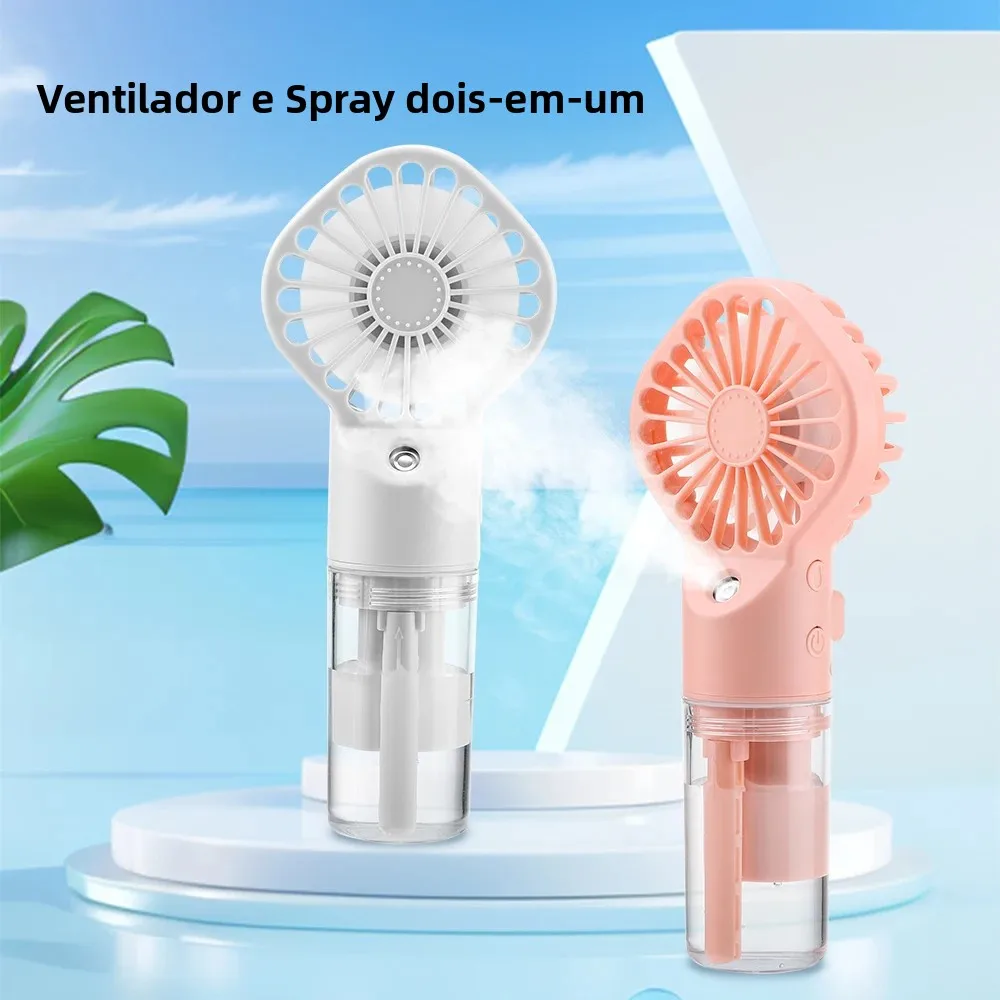 Ventilador Portátil com Nebulização, 4 Velocidades, Recarregável via Type-C, Tanque de Água de 20ml, Umidificador e Ventilador de Resfriamento para Casa, Escritório e Viagens